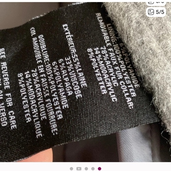 NWT COLE HAAN alpaca gray wool coat size 4 - Picture 5 of 5